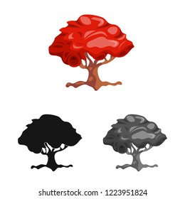 Isolated object of tree and nature symbol. Set of tree and crown vector icon for stock.