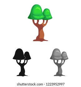Isolated object of tree and nature symbol. Collection of tree and crown stock vector illustration.
