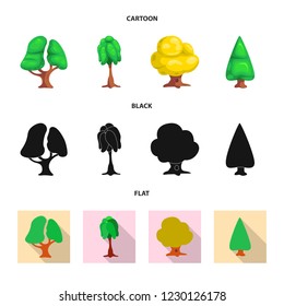 Isolated object of tree and nature symbol. Set of tree and crown vector icon for stock.