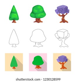 Isolated object of tree and nature symbol. Set of tree and crown stock symbol for web.