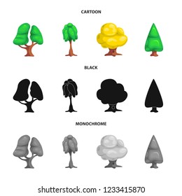 Isolated object of tree and nature symbol. Set of tree and crown stock symbol for web.