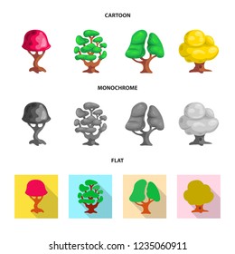 Isolated object of tree and nature symbol. Set of tree and crown stock symbol for web.