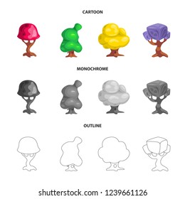 Isolated object of tree and nature symbol. Collection of tree and crown stock symbol for web.