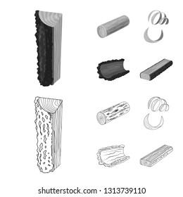 Isolated object of tree   and raw  icon. Set of tree   and construction vector icon for stock.