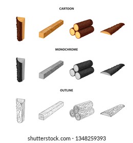Isolated object of tree   and raw  icon. Collection of tree   and construction stock vector illustration.
