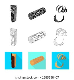 Isolated object of tree   and raw  icon. Collection of tree   and construction stock vector illustration.