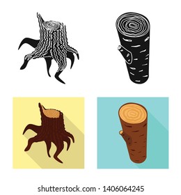 Isolated object of tree   and raw  icon. Collection of tree   and construction stock symbol for web.