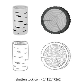 Isolated object of tree   and raw  icon. Collection of tree   and construction vector icon for stock.