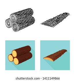 Isolated object of tree   and raw  icon. Set of tree   and construction stock vector illustration.