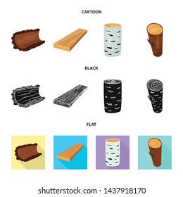 Isolated object of tree and raw icon. Collection of tree and construction vector icon for stock.
