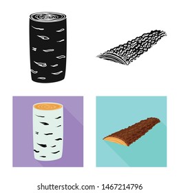 Isolated object of tree and raw icon. Set of tree and construction stock symbol for web.