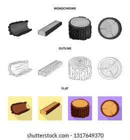 Isolated object of tree   and raw  logo. Set of tree   and construction stock vector illustration.