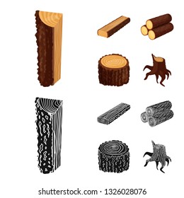 Isolated object of tree   and raw  logo. Collection of tree   and construction vector icon for stock.