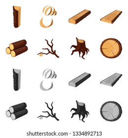 Isolated object of tree   and raw  logo. Set of tree   and construction vector icon for stock.