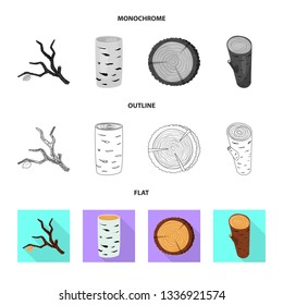 Isolated object of tree   and raw  logo. Collection of tree   and construction stock symbol for web.