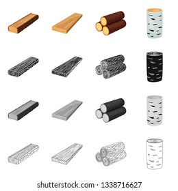 Isolated object of tree   and raw  logo. Collection of tree   and construction vector icon for stock.