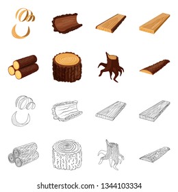 Isolated object of tree   and raw  logo. Set of tree   and construction stock symbol for web.