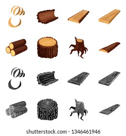 Isolated object of tree   and raw  logo. Collection of tree   and construction vector icon for stock.