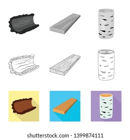 Isolated object of tree   and raw  logo. Set of tree   and construction vector icon for stock.