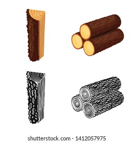 Isolated object of tree   and raw  logo. Collection of tree   and construction stock symbol for web.