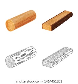 Isolated object of tree   and raw  logo. Set of tree   and construction vector icon for stock.