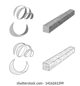 Isolated object of tree   and raw  logo. Set of tree   and construction vector icon for stock.