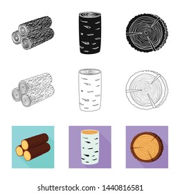 Isolated object of tree and raw logo. Set of tree and construction stock vector illustration.