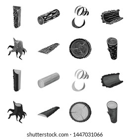 Isolated object of tree and raw logo. Set of tree and construction stock symbol for web.