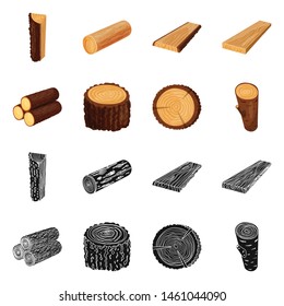 Isolated object of tree and raw logo. Set of tree and construction stock symbol for web.