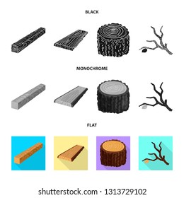 Isolated object of tree   and raw  sign. Set of tree   and construction vector icon for stock.
