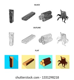 Isolated object of tree   and raw  sign. Set of tree   and construction vector icon for stock.