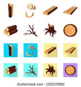 Isolated object of tree   and raw  sign. Set of tree   and construction vector icon for stock.