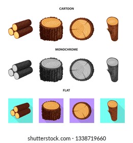Isolated object of tree   and raw  sign. Collection of tree   and construction vector icon for stock.