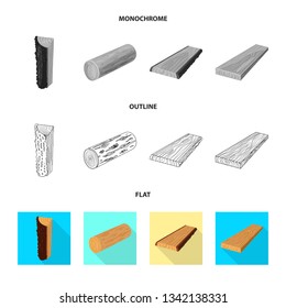 Isolated object of tree   and raw  sign. Collection of tree   and construction vector icon for stock.