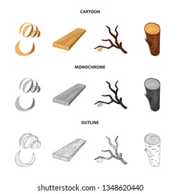 Isolated object of tree   and raw  sign. Collection of tree   and construction stock symbol for web.