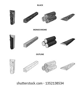 Isolated object of tree   and raw  sign. Collection of tree   and construction stock vector illustration.