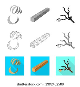 Isolated object of tree   and raw  sign. Collection of tree   and construction stock vector illustration.