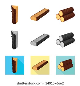 Isolated object of tree   and raw  sign. Collection of tree   and construction vector icon for stock.