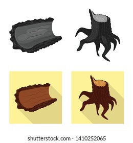 Isolated object of tree   and raw  sign. Set of tree   and construction vector icon for stock.