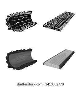 Isolated object of tree   and raw  sign. Collection of tree   and construction vector icon for stock.