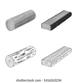 Isolated object of tree   and raw  sign. Set of tree   and construction vector icon for stock.