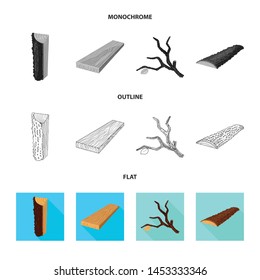 Isolated object of tree and raw sign. Set of tree and construction vector icon for stock.