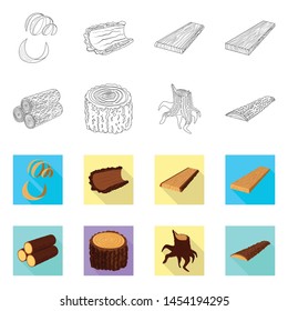 Isolated object of tree and raw sign. Set of tree and construction stock vector illustration.