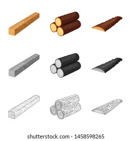 Isolated object of tree and raw sign. Collection of tree and construction stock vector illustration.