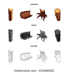 Isolated object of tree   and raw  symbol. Set of tree   and construction stock vector illustration.