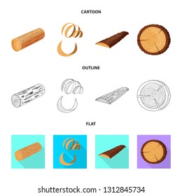 Isolated object of tree   and raw  symbol. Collection of tree   and construction stock vector illustration.