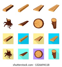Isolated object of tree   and raw  symbol. Collection of tree   and construction stock symbol for web.