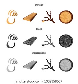 Isolated object of tree   and raw  symbol. Collection of tree   and construction stock vector illustration.