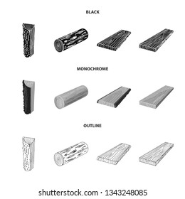 Isolated object of tree   and raw  symbol. Collection of tree   and construction vector icon for stock.