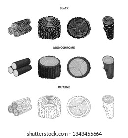 Isolated object of tree   and raw  symbol. Collection of tree   and construction vector icon for stock.